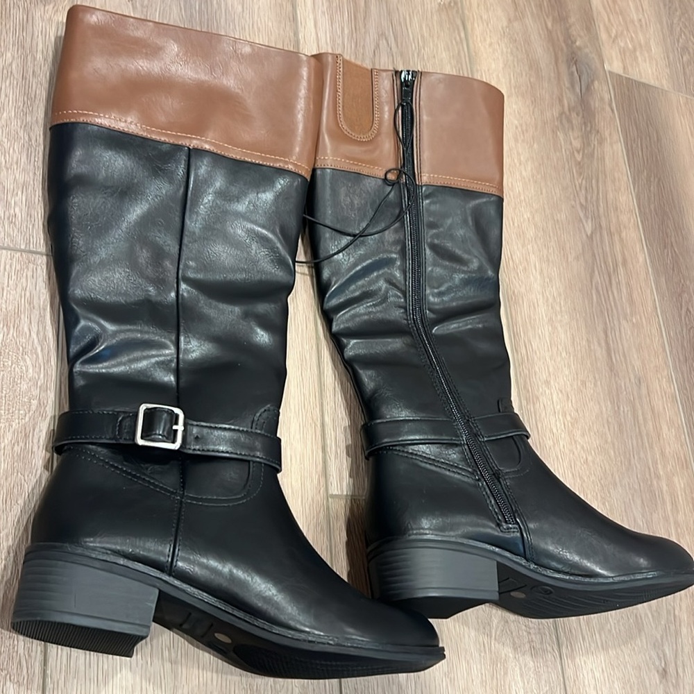 St. John’s Bay Danwood Riding Black & Brown Knee-High Boots Size 7M Memory-foam - Picture 14 of 16